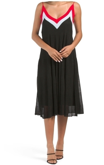 CATHERINE Malandrino V Neck and V Back Pleated Dress - Picture 1 of 14